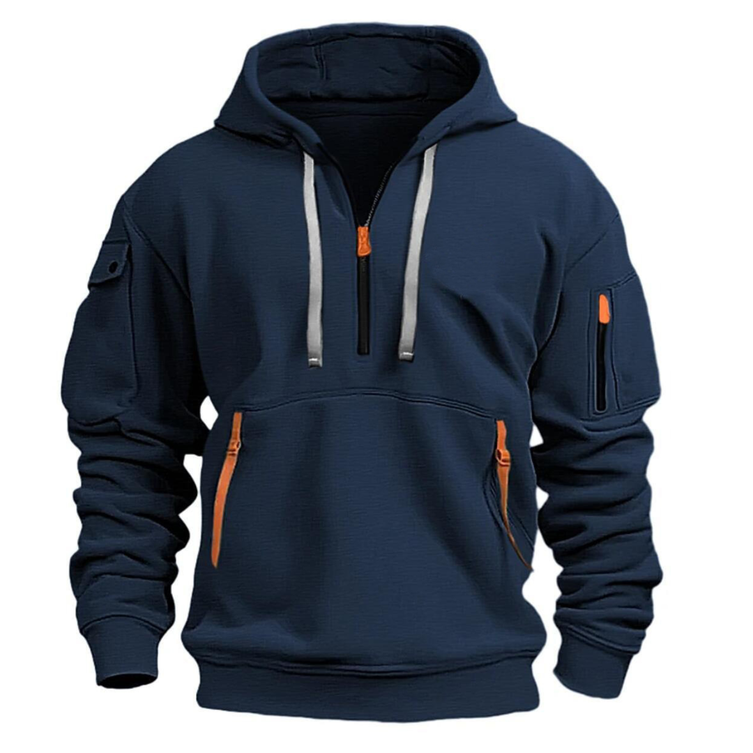 Men's Quarter Zip Hoodie with Zip Pockets