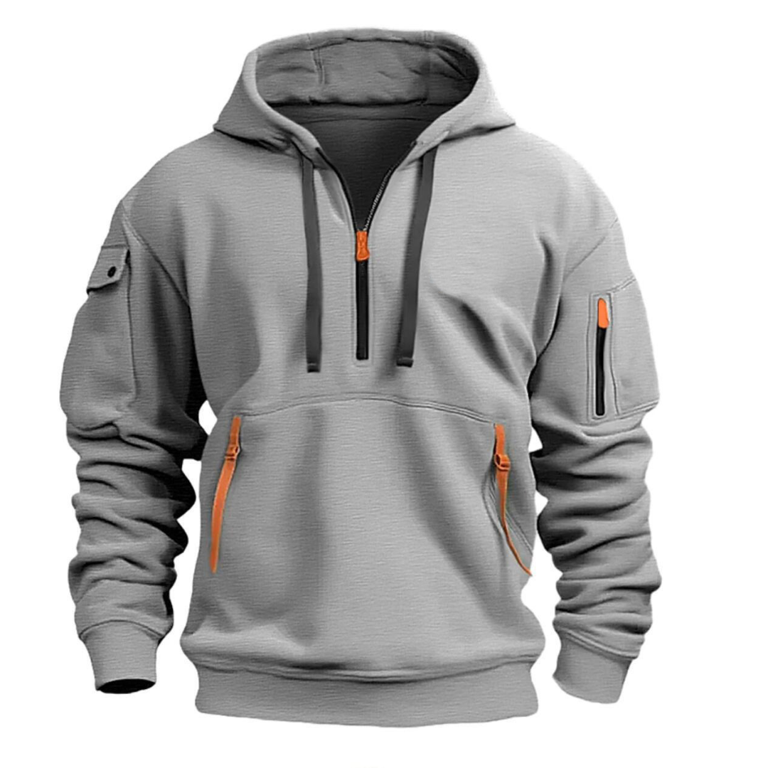 Men's Quarter Zip Hoodie with Zip Pockets