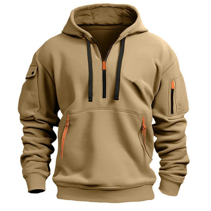 Men's Quarter Zip Hoodie with Zip Pockets