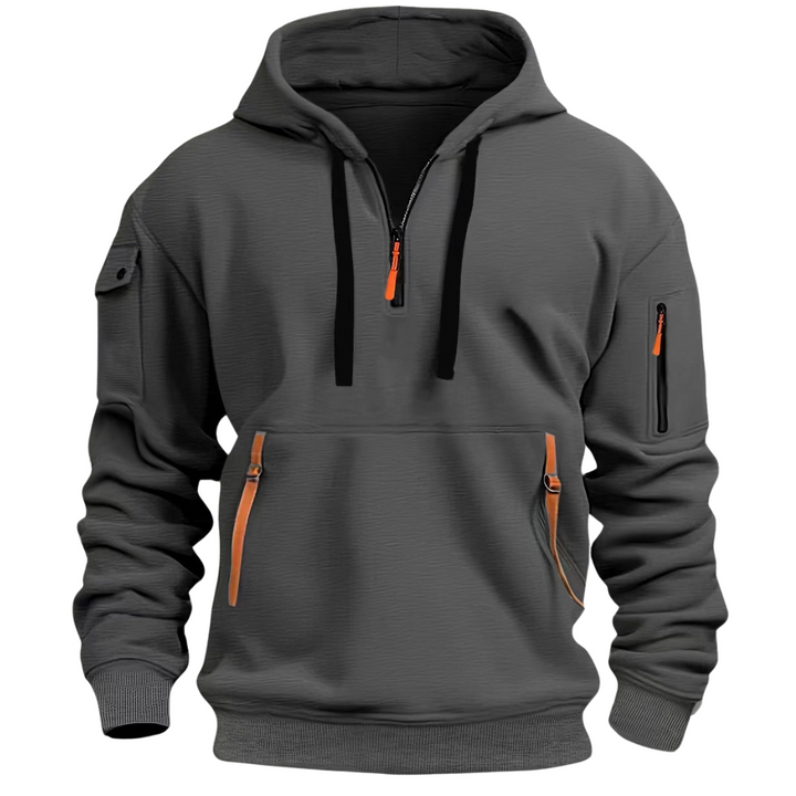 Men's Quarter Zip Hoodie with Zip Pockets