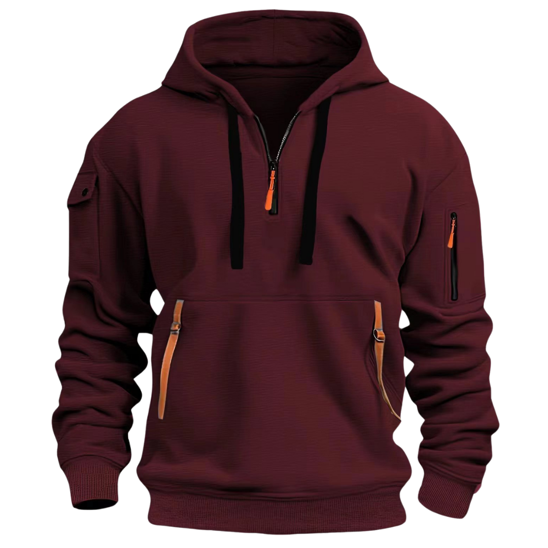 Men's Quarter Zip Hoodie with Zip Pockets