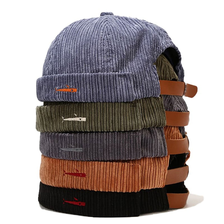 Corduroy Docker Cap with Adjustable Strap