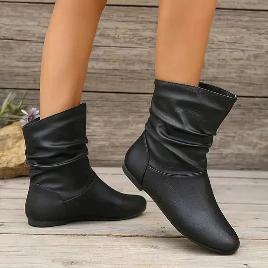 Women's Slouchy Ankle Boots with Flat Sole