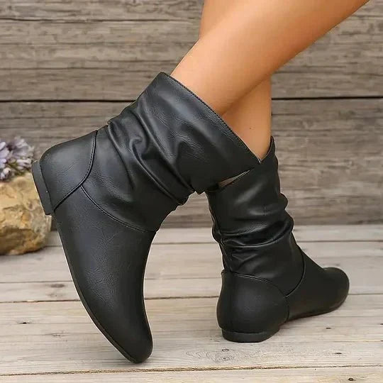 Women's Slouchy Ankle Boots with Flat Sole