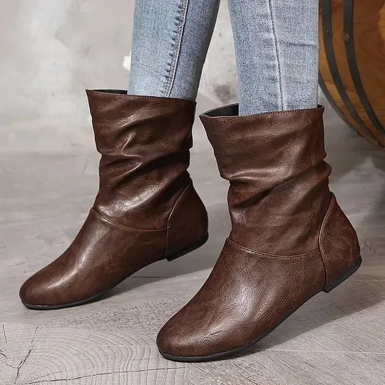 Women's Slouchy Ankle Boots with Flat Sole