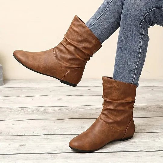 Women's Slouchy Ankle Boots with Flat Sole
