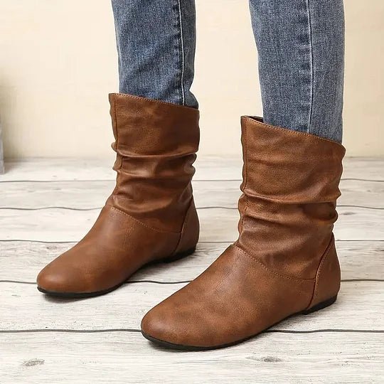 Women's Slouchy Ankle Boots with Flat Sole