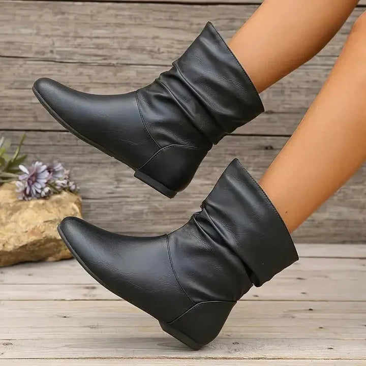 Women's Slouchy Ankle Boots with Flat Sole