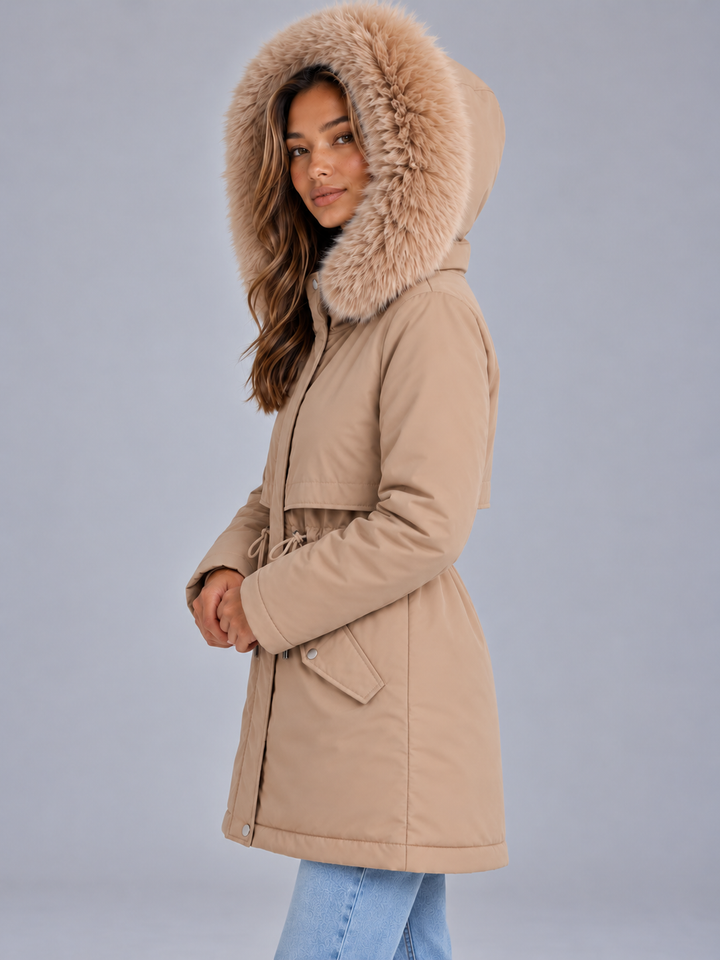 Women's Padded Parka Coat with Faux Fur Hood