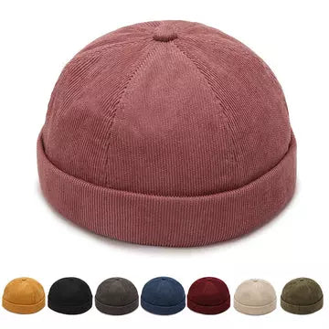 Corduroy Ribbed Brimless Docker Beanie