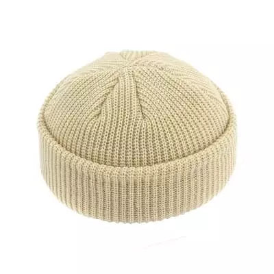 Ribbed Knit Fisherman Beanie with Cuffed Brim