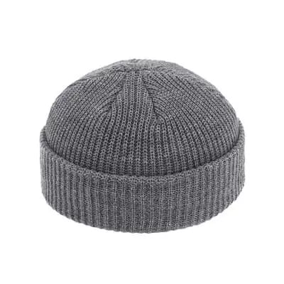 Ribbed Knit Fisherman Beanie with Cuffed Brim