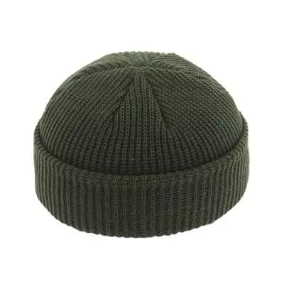 Ribbed Knit Fisherman Beanie with Cuffed Brim