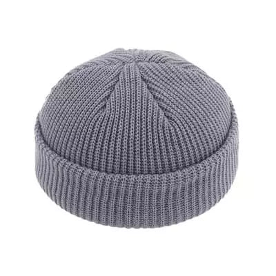 Ribbed Knit Fisherman Beanie with Cuffed Brim