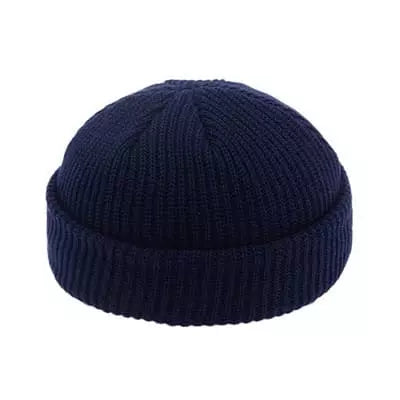 Ribbed Knit Fisherman Beanie with Cuffed Brim