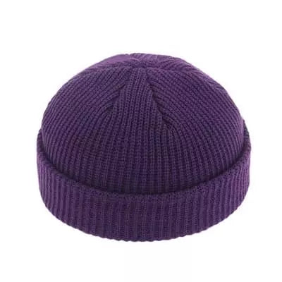 Ribbed Knit Fisherman Beanie with Cuffed Brim