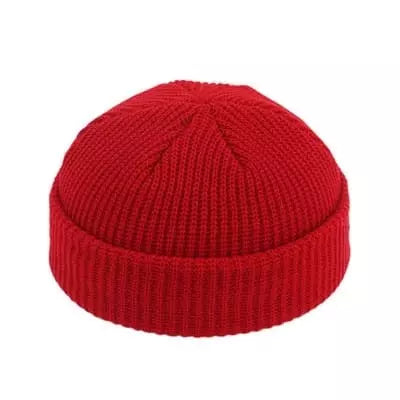 Ribbed Knit Fisherman Beanie with Cuffed Brim