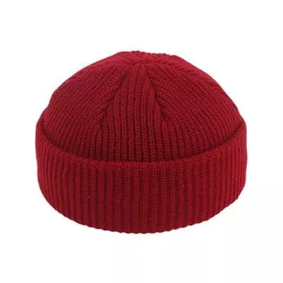 Ribbed Knit Fisherman Beanie with Cuffed Brim