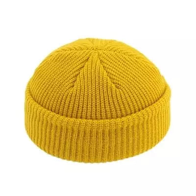 Ribbed Knit Fisherman Beanie with Cuffed Brim