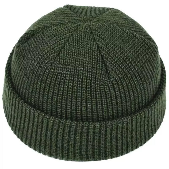 Ribbed Knit Fisherman Beanie with Cuffed Brim