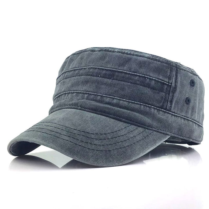 Men's Washed Cotton Cadet Cap with Stitch Panel Detail