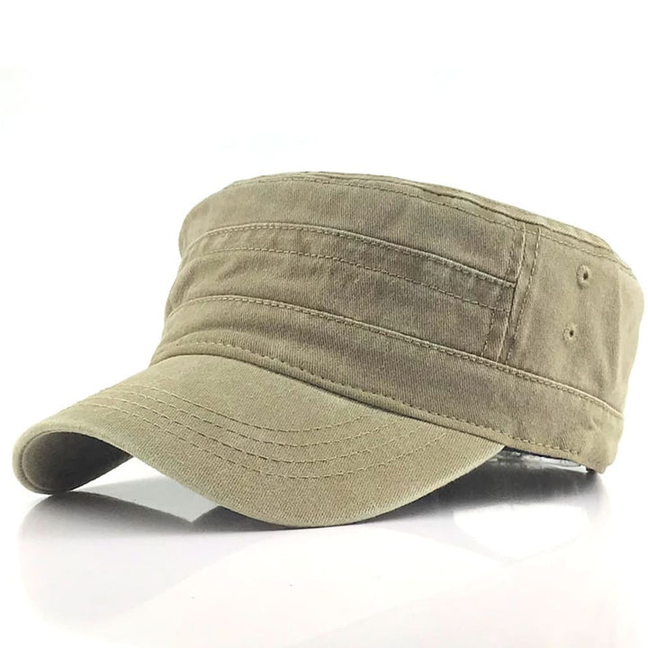 Men's Washed Cotton Cadet Cap with Stitch Panel Detail