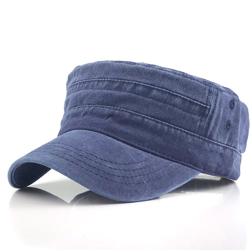 Men's Washed Cotton Cadet Cap with Stitch Panel Detail