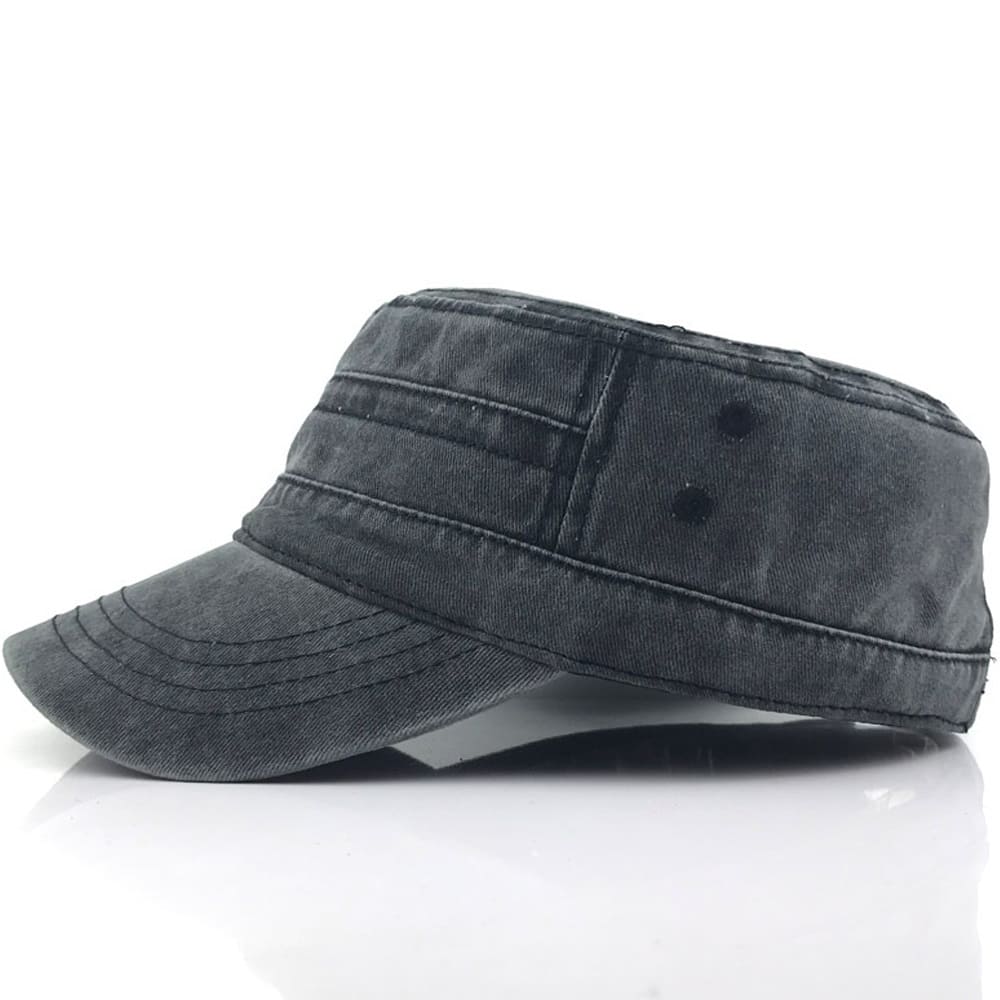 Men's Washed Cotton Cadet Cap with Stitch Panel Detail