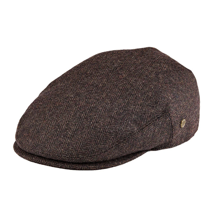 Men's Herringbone Flat Cap with Contrast Stitching