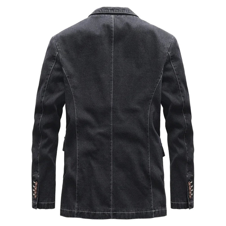 Tailored Button Front Denim Blazer