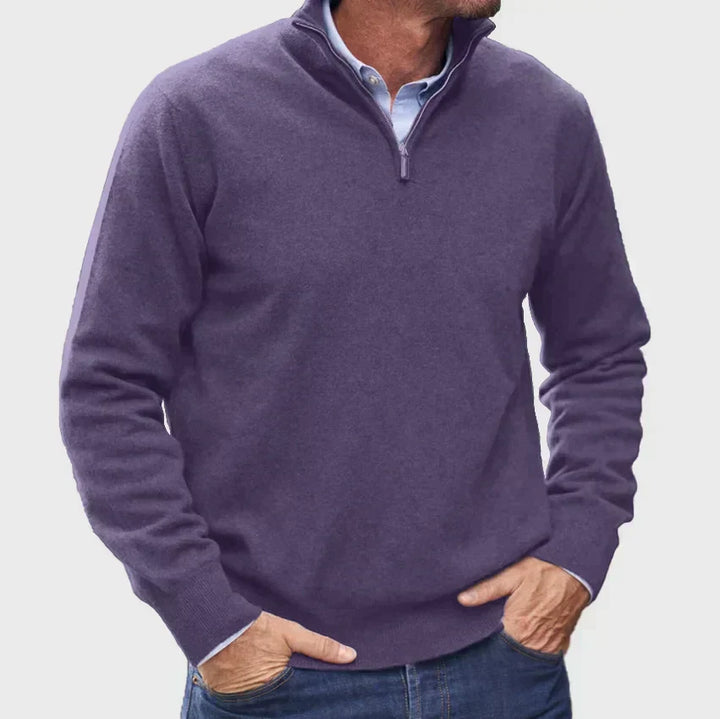 Men's Quarter Zip Mock Neck Sweater