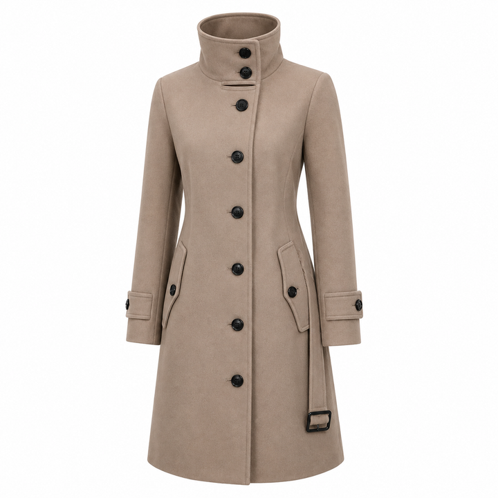 Women's Stand Collar Button Front Coat in Classic Fit