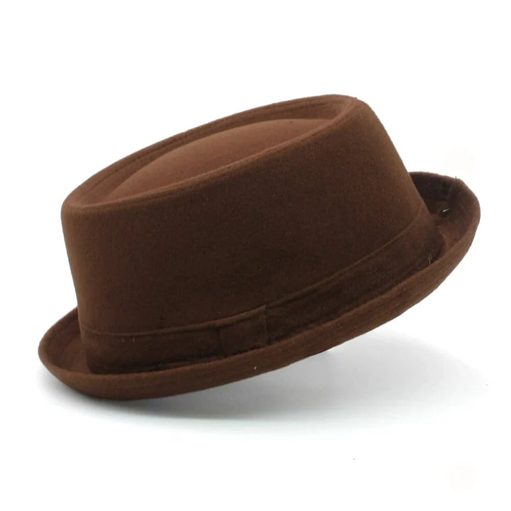 Wool Porkpie Hat with Flat Brim