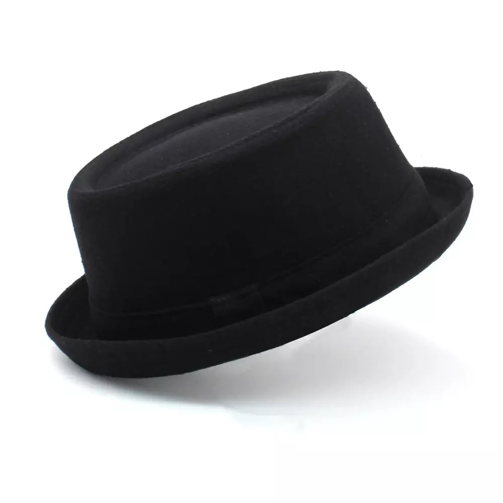 Wool Porkpie Hat with Flat Brim
