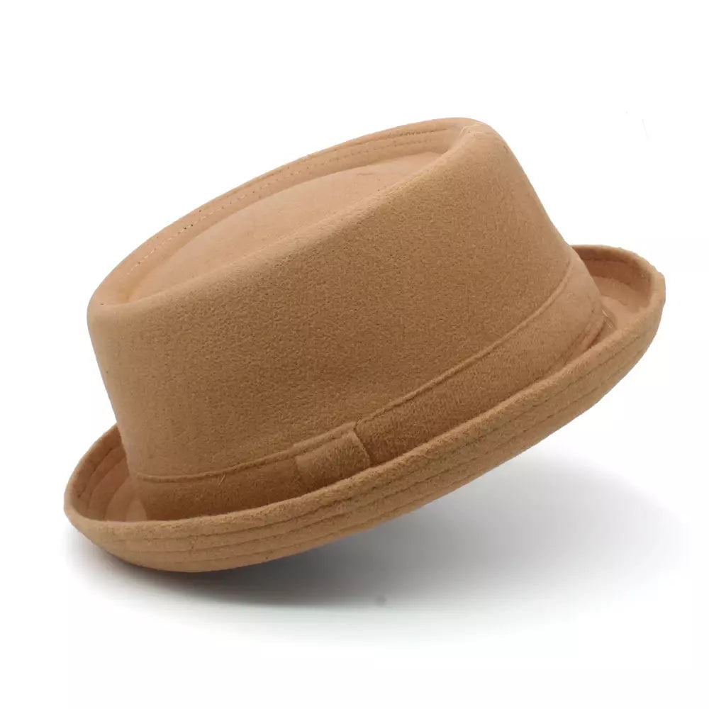 Wool Porkpie Hat with Flat Brim
