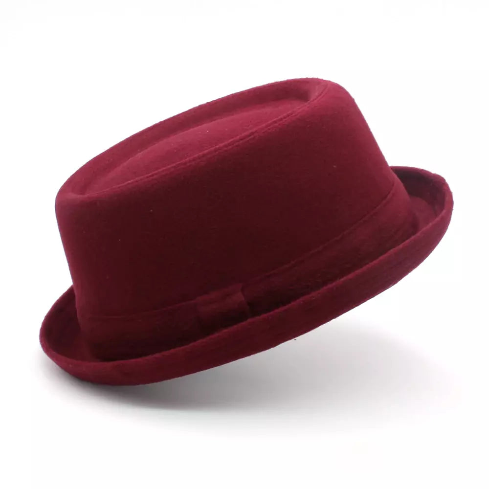 Wool Porkpie Hat with Flat Brim