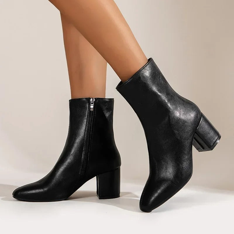 Classic Block Heel Ankle Boots Women