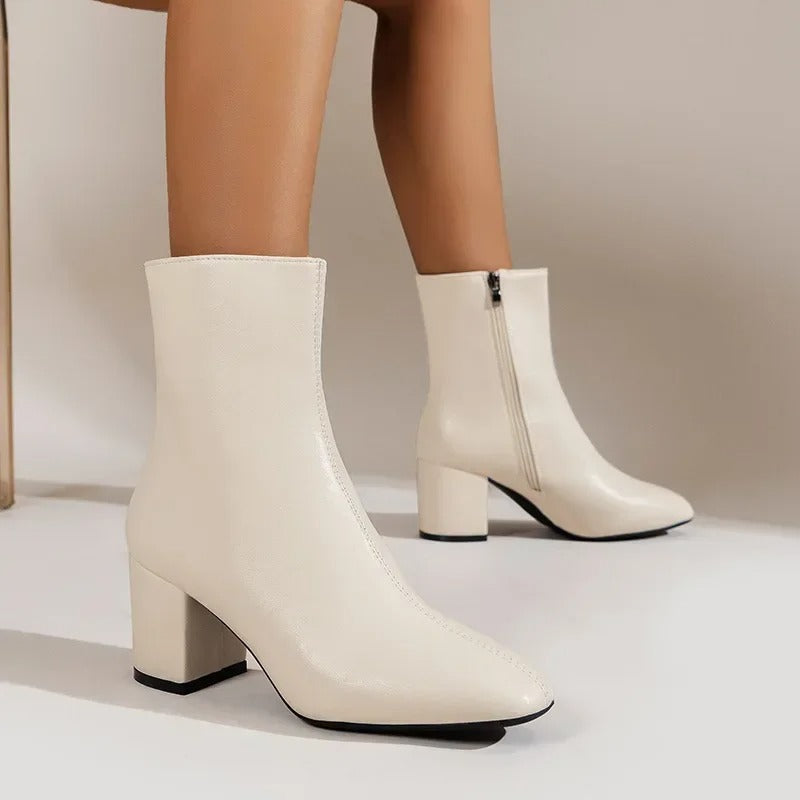 Classic Block Heel Ankle Boots Women