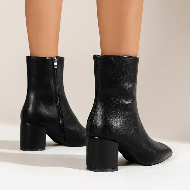 Classic Block Heel Ankle Boots Women