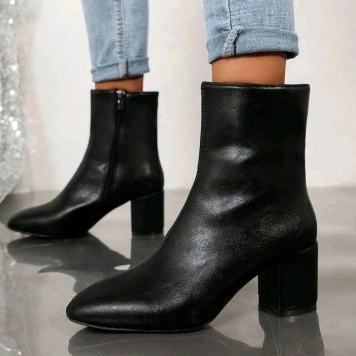 Women's Patent Ankle Boots with Block Heel