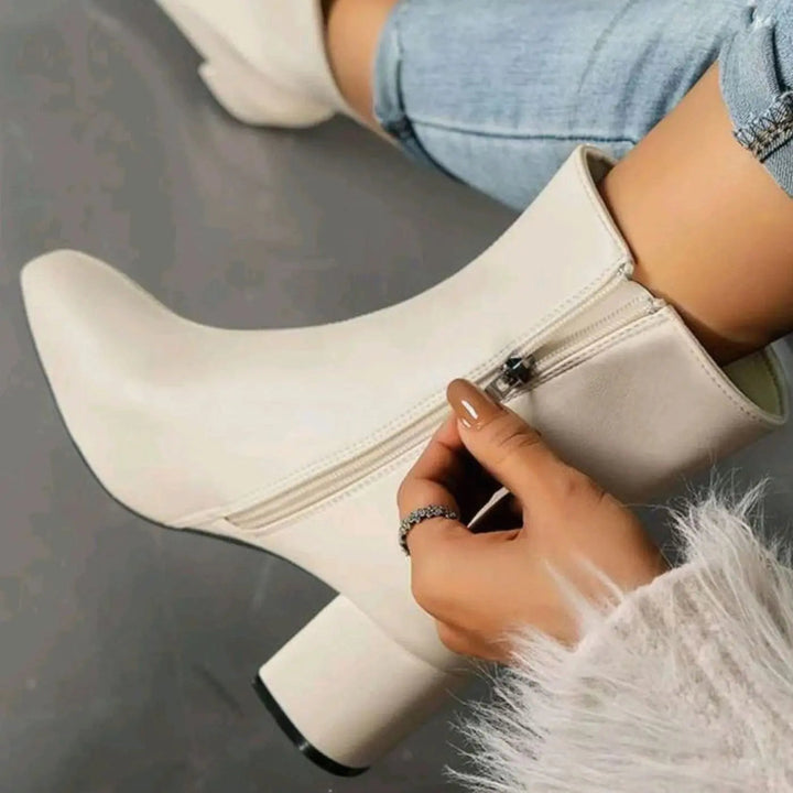 Women's Patent Ankle Boots with Block Heel
