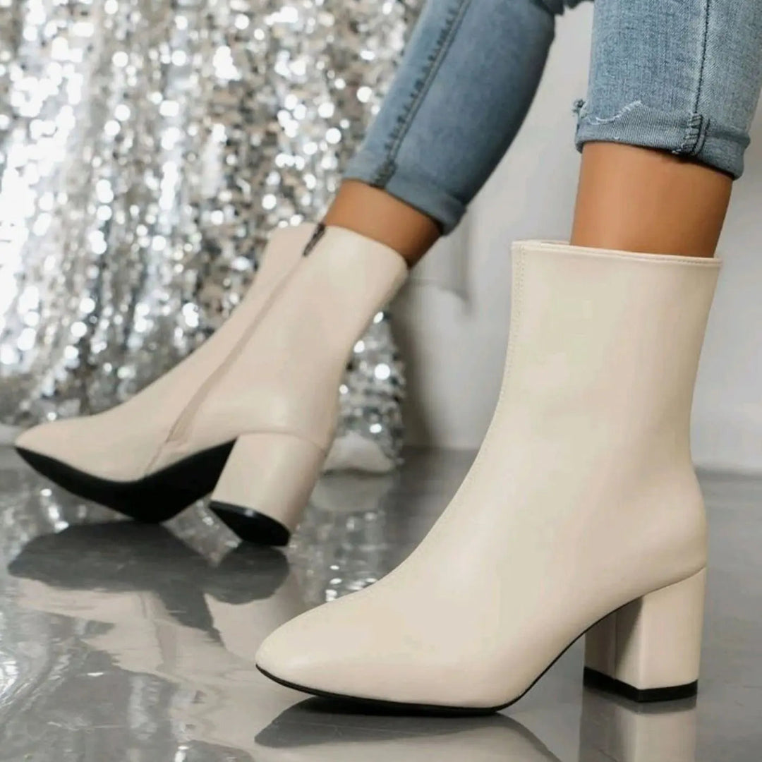 Women's Patent Ankle Boots with Block Heel