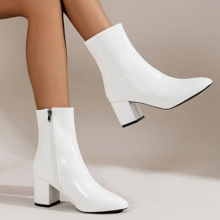 Women's Patent Ankle Boots with Block Heel