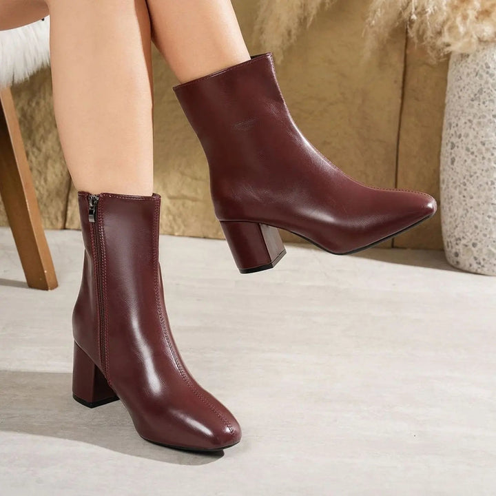Women's Patent Ankle Boots with Block Heel