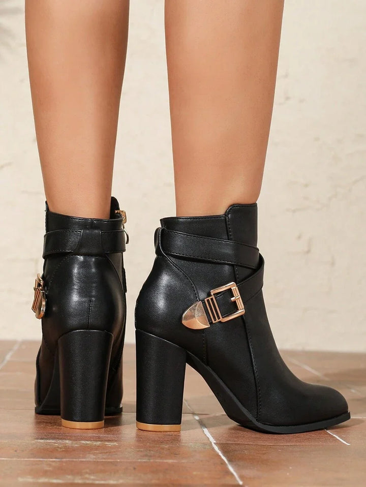 Women's Ankle Boots with Crossover Buckle Strap