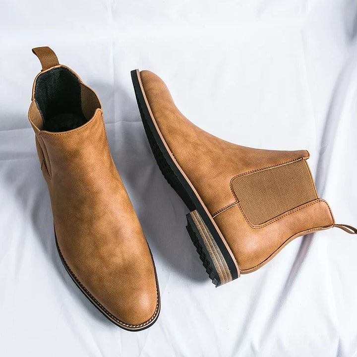 Men's Leather Chelsea Boots with Lug Sole