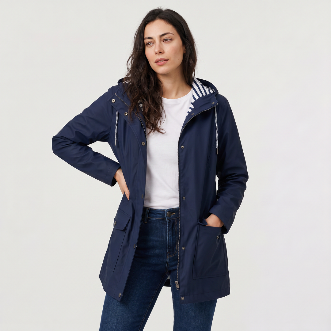Women's Waterproof Hooded Rain Coat in a Regular Fit