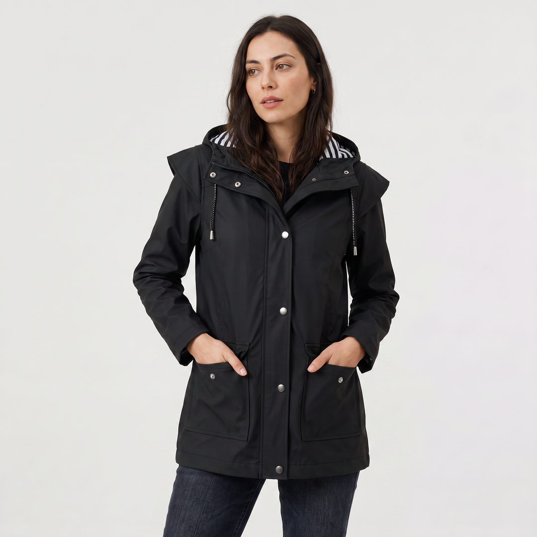 Women's Waterproof Hooded Rain Coat in a Regular Fit