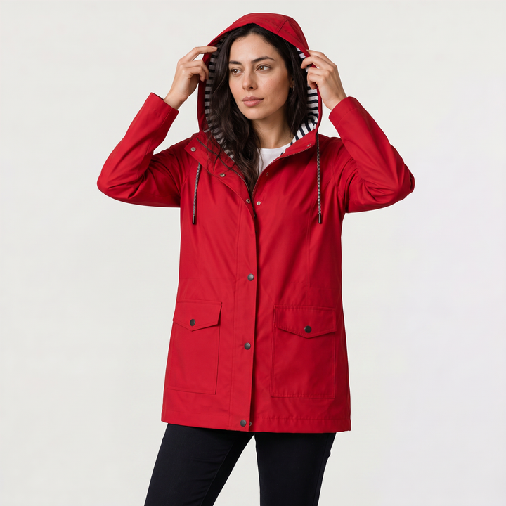 Women's Waterproof Hooded Rain Coat in a Regular Fit