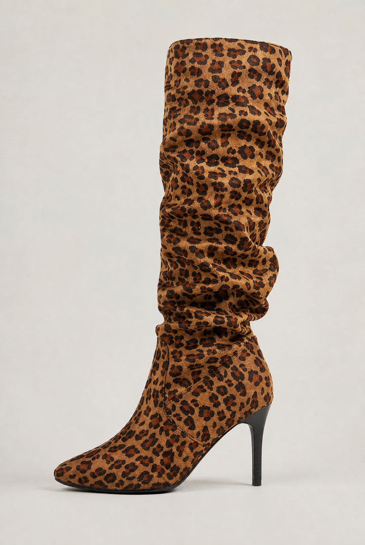 Women's Suede Slouch Knee High Boots with Pointed Toe